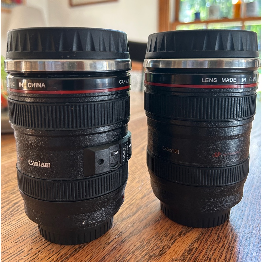 Faux Canon Lens insulated travel mugs (2)